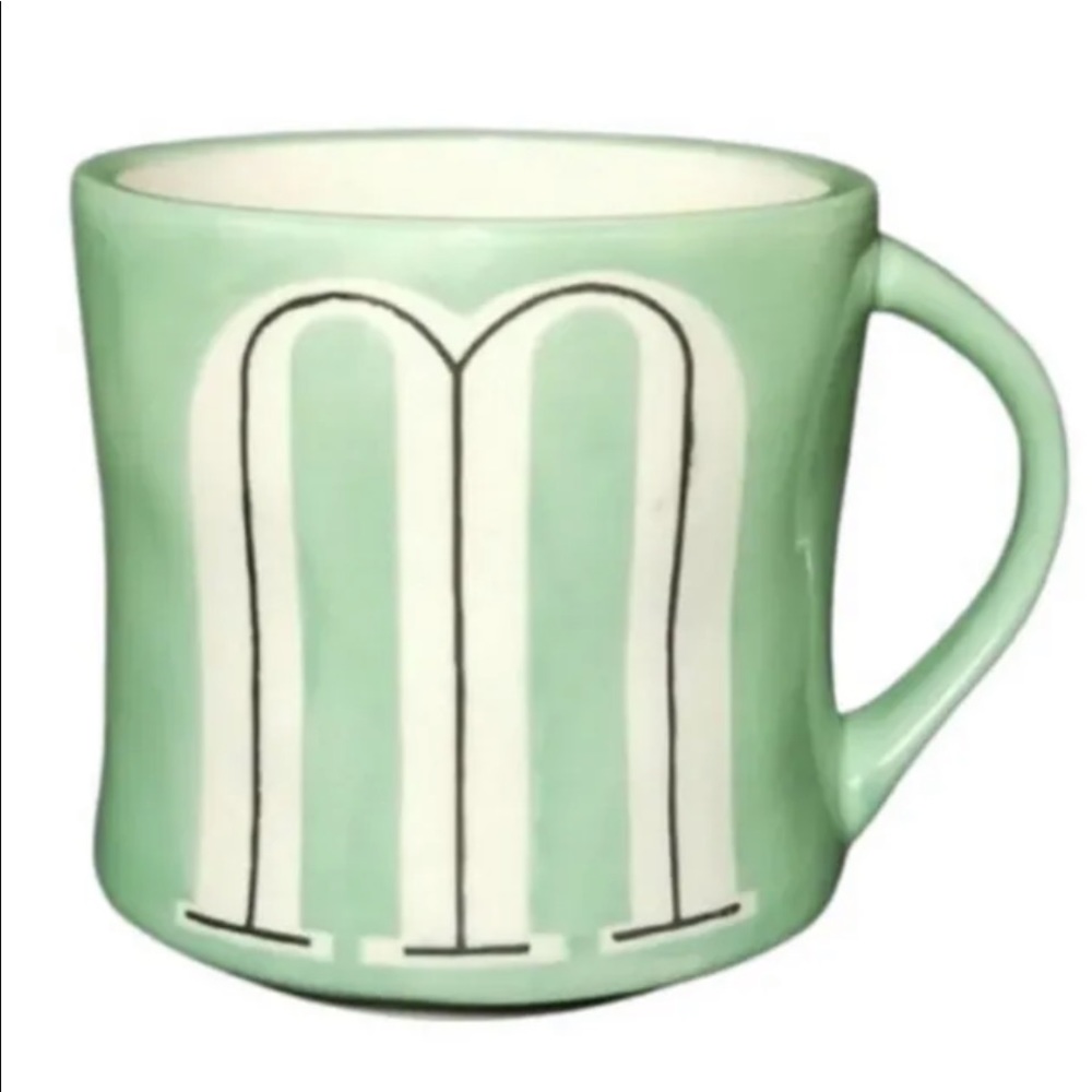 Anthropologie Mint Green Letter Coffee Mug Cup M